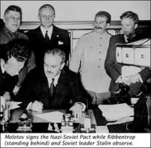 Nazi-Soviet Pact signed by Hitler and Stalin