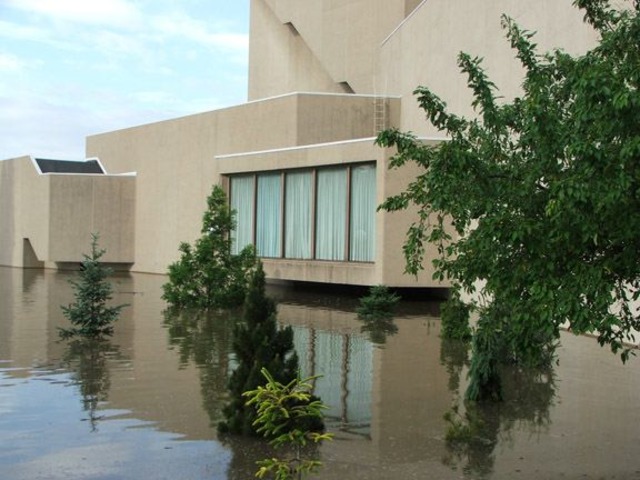 The flood damges the auditorium