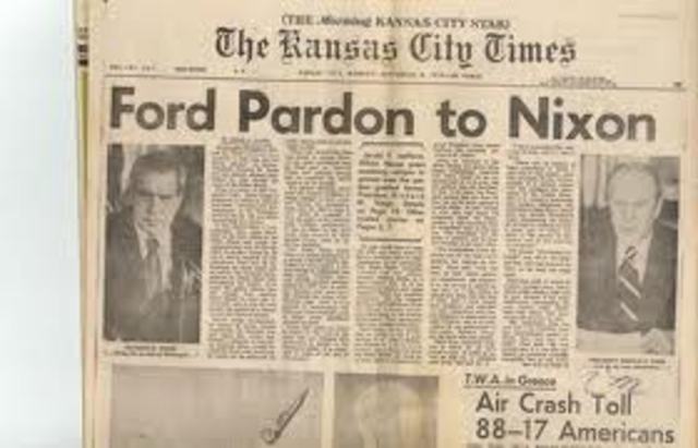 •	Gerald Ford pardons Nixon
