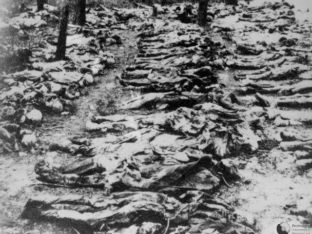 Polish officers are massacred by the USSR at Katyn.