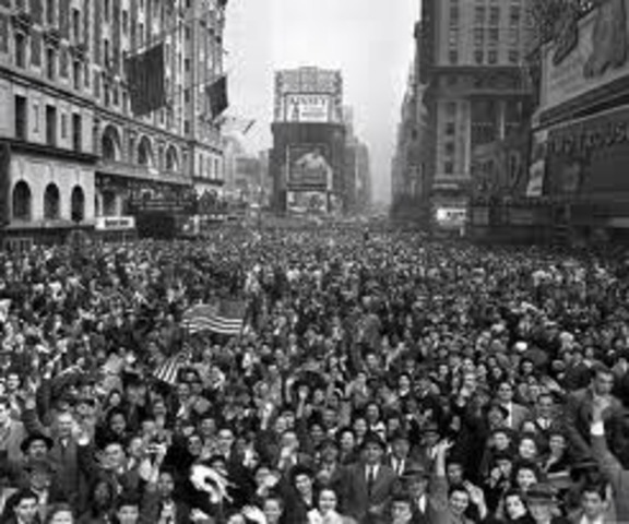 - V-E Day, war ends in Europe