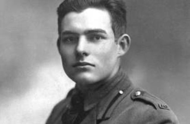 Hemingway responded to a Red Cross recruitment effort in Kansas City and signed on to be an ambulence driver in Italy during WWI, and drove them for two months until he was injured.