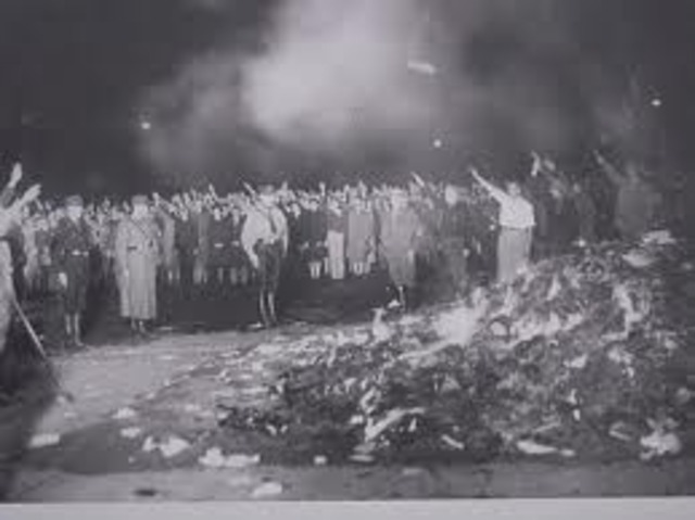 Books contray to Nazi beliefs are burned in public