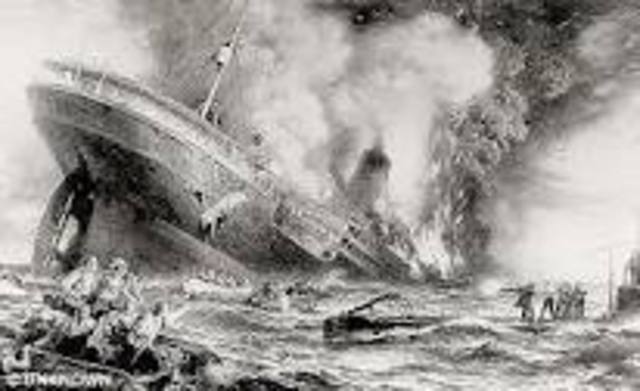 A German U-Boat Sinks the Lusitania