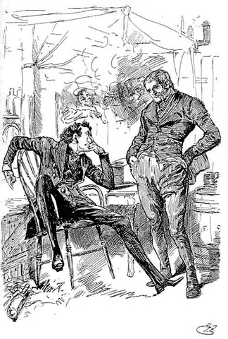 Pip realizes that Compeyson had followed him into the theater.