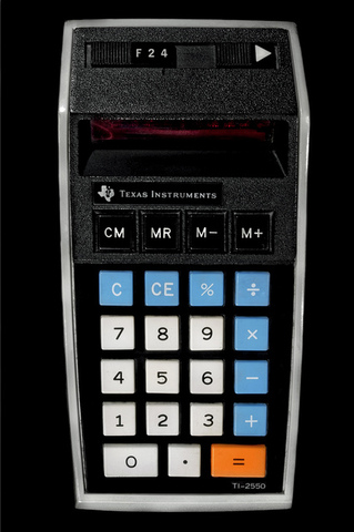 1st handheld calculator sold by Texas Instruments