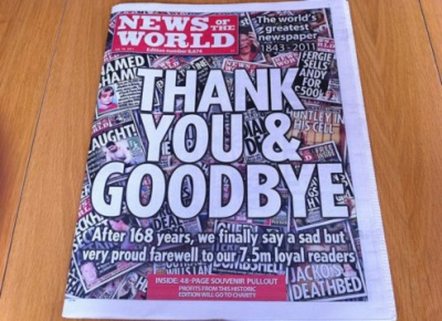 Shutdown of "News of the World"