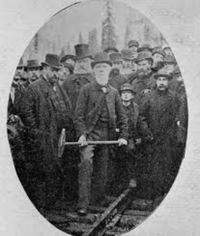 The last spike of the Canadian Pacific Railway main line is driven at Craigellachie, BC. The next year, Vancouver is founded as the railway's western terminus.