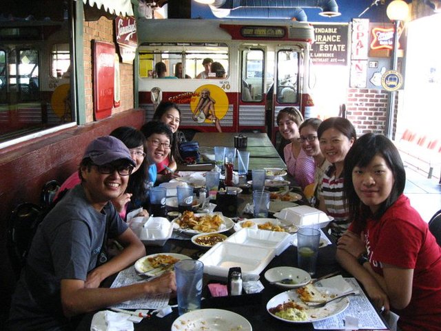 having American meal at Rex's