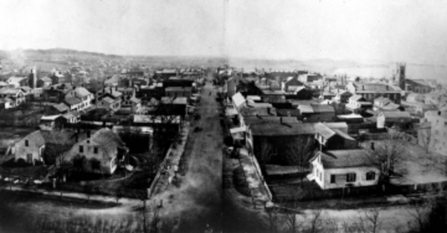 Bird's Eye View of Early Church Street from the Unitarin Church