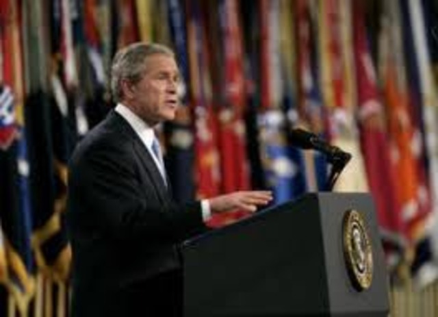 George W. Bush gives an important  speech.