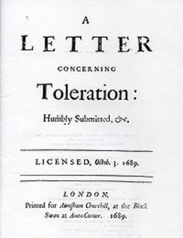 Publication of John Locke's "Letter Concerning Toleration"