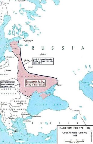 Treaty of Brest-Litsovic was signed between Russia and Germany