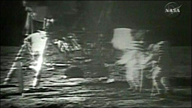 U.S. Moon Landing Shown on T.V.