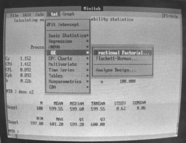 Interface Gráfica do Utilizador do Minitab