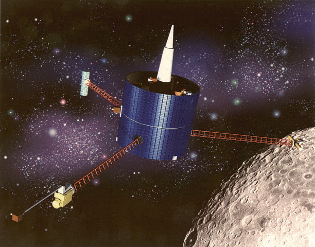 The Lunar Prospector was lowered.