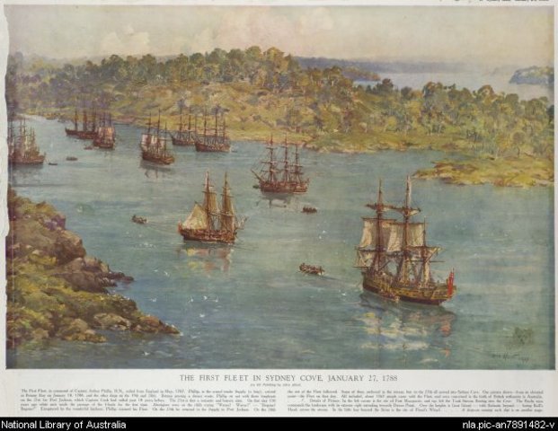 First fleet arrives at Botany Bay