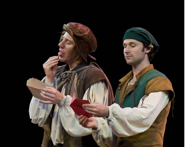 Act 1 Proteus sends a letter to his love, Julia via his man servant Lance