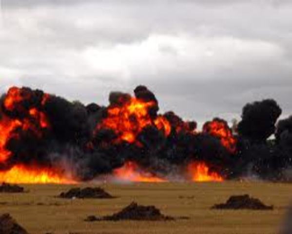 Stanley airfiield bombed