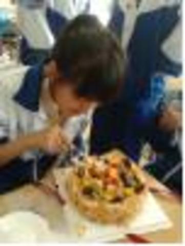 My birtherday ,my friends made a big cake for me.