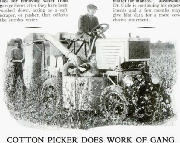 Mechanical Cotton Picker Invented