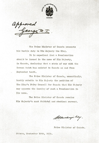 Canada declares war on Germany