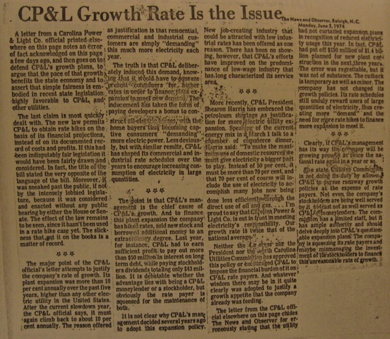 "CP&L Growth Rate Is the Issue"