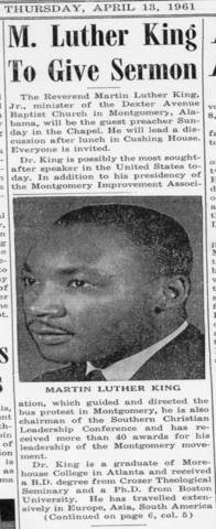 MLK Jr. guest preacher at Smith College