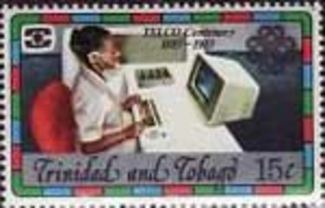 Trinidad and Tobago issue a stamp depicting a woman working at a computer terminal