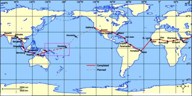 Amelia starts her around the world journey.