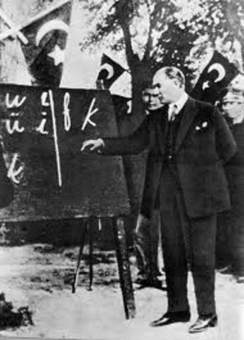 Adoption of new Turkish alphabet. The government decreed that the Arabic script be replaced by a modified Latin alphabet, which was easier to learn and teach and made publishing much easier
