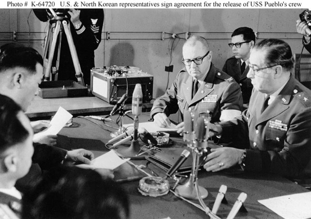 Delegates reach an agreement at Panmunjom.