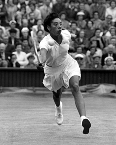 Althea Gibson becomes the first African American woman to win Wimbeldon