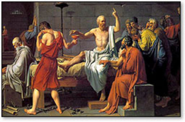 Socrates is sentanced to death on charges of corrupting the young with his ideas and teaching.