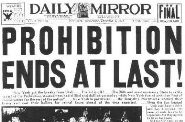 21st amendment repeals prohibition