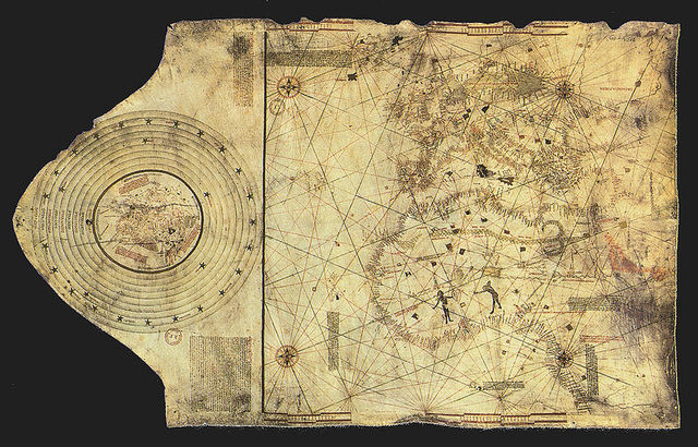 Christopher Columbus draws a map