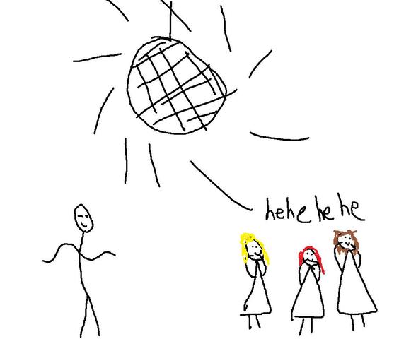 He flirts with the 3 women at the club