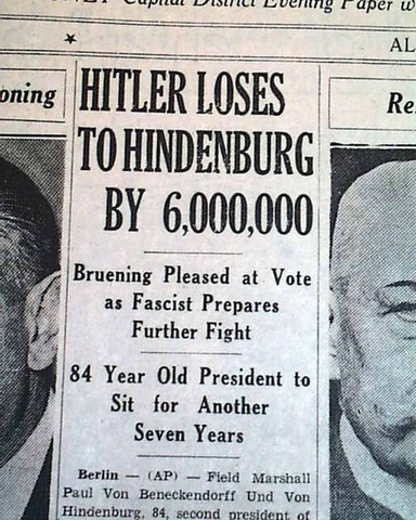 Paul von Hindenberg is re-elected