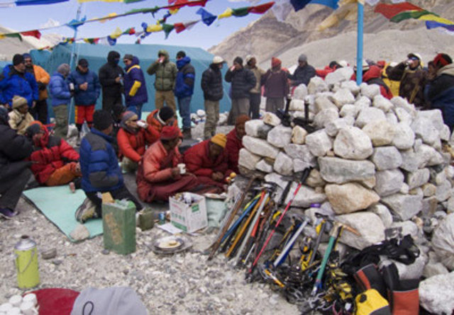 Arriving in basecamp; Puja Ceremony