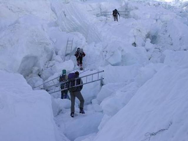 Resting after passage through icefall