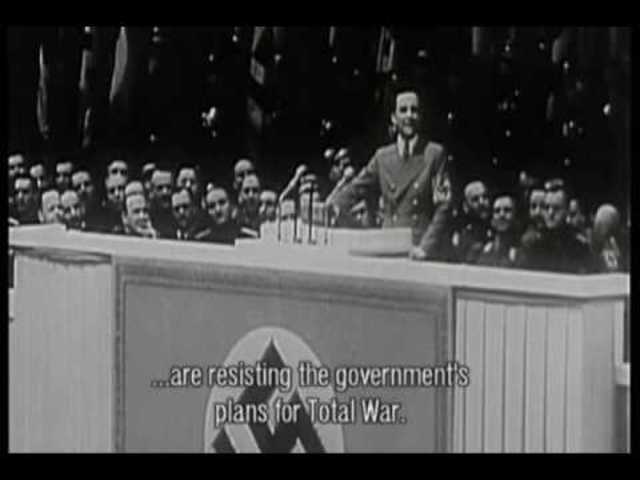 Joseph Goebbels speaks at the Sportpalast