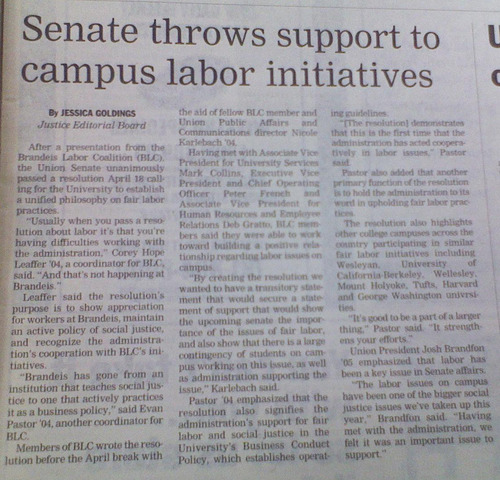 Senate Supports Labor Campaign