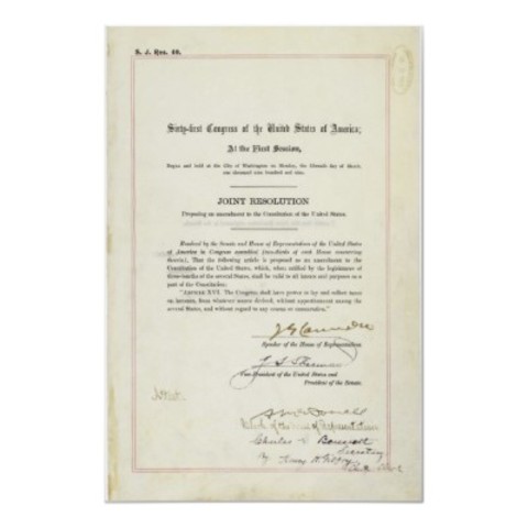 Sixteenth Amendment is added to the Constitution