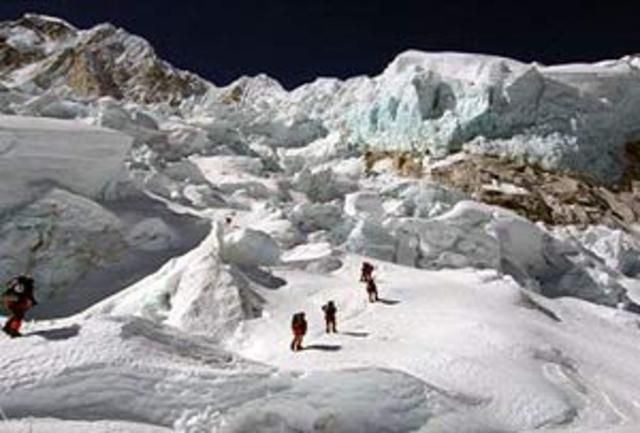 Jon Krakauer arrives at Khumbu Glaciers, 16,000 feet.