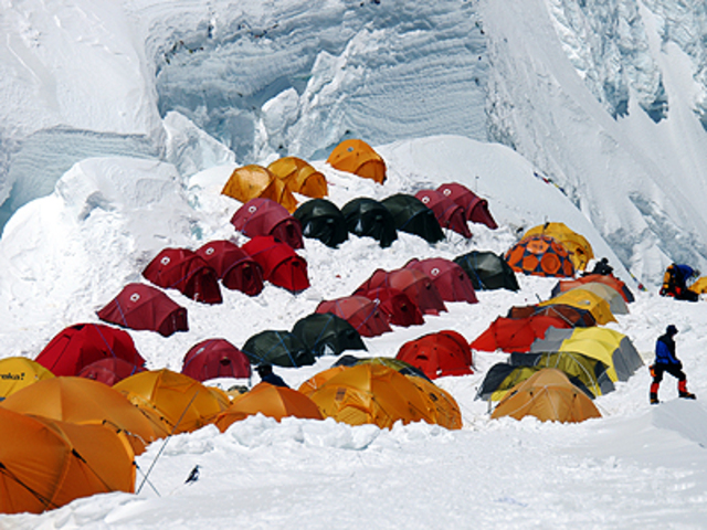 Jon Krakauer reaches Camp one at 19,500 feet.