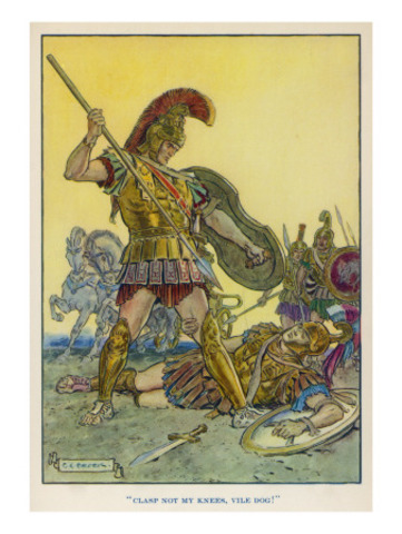 Achillies drives the Trojans back to Troy