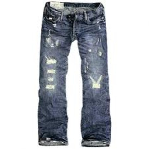 Fashion and Entertainment: worn, ripped-up jeans