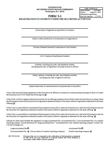 Registration Statement on Form S-1