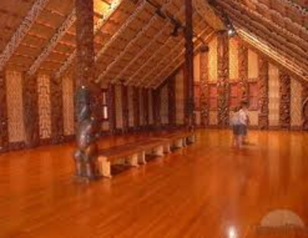 The interior of the whare runanga at waitanga treaty grouds