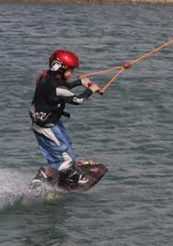 my first ride on a wakeboard :D